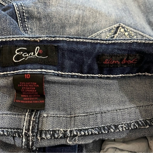 Earl Jean Rhinestone Embellished Slim Bootcut Jeans 10 - Picture 3 of 6